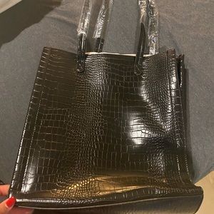 Croc tote with red interior